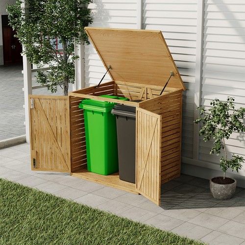 Pattumiera con ruote legno - ruote, in